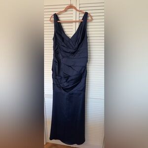 David's Bridal Blue Ruched Sheath Dress